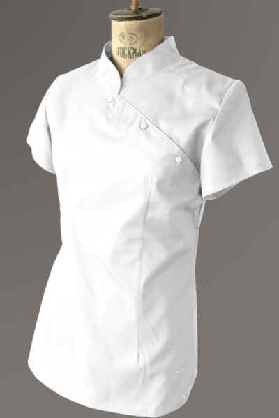 China - white, short sleeve uniform top